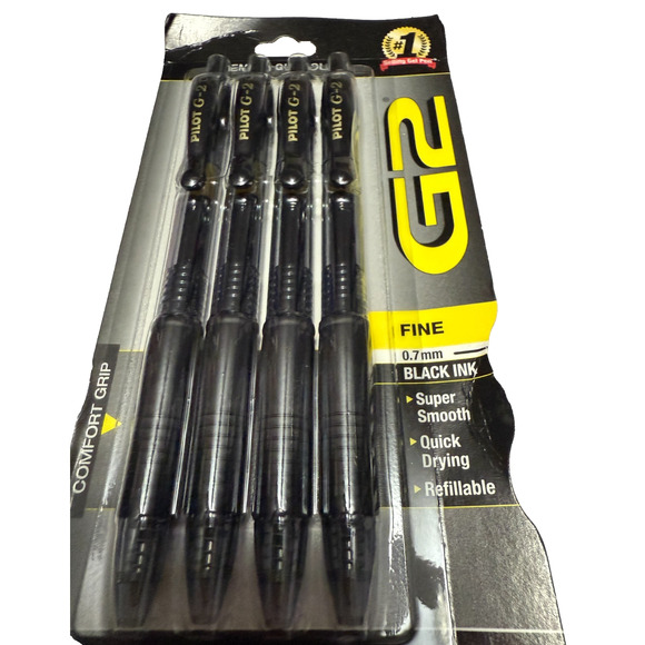 4 Packs Pilot G2 07 Fine Point Black Ink Gel Pens Retractable Bold 0.7mm - Picture 3 of 5